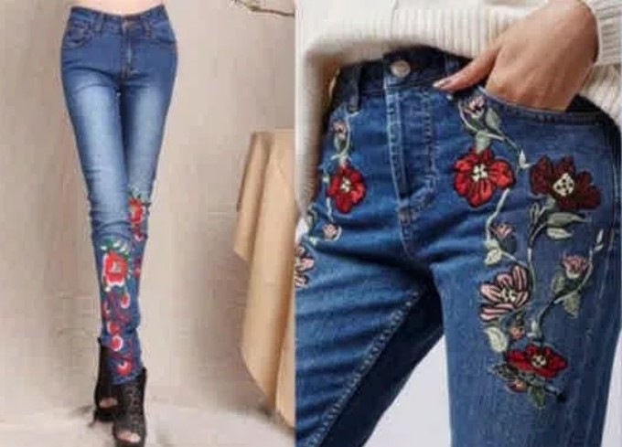 джинсы с вышивкой 2