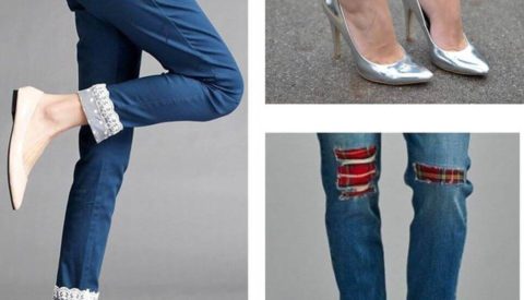 как украсить джинсы кружевом