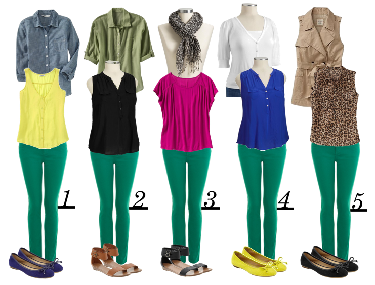 Зеленые женские брюки сочетание