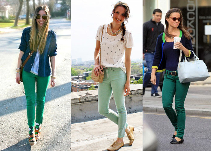 С каким цветом сочетаются зеленые брюки женские