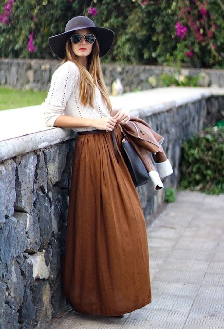 Модные длинные юбки с чем носить