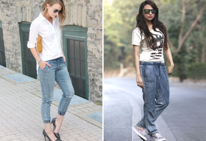 С чем носить женские джинсы джоггеры 1