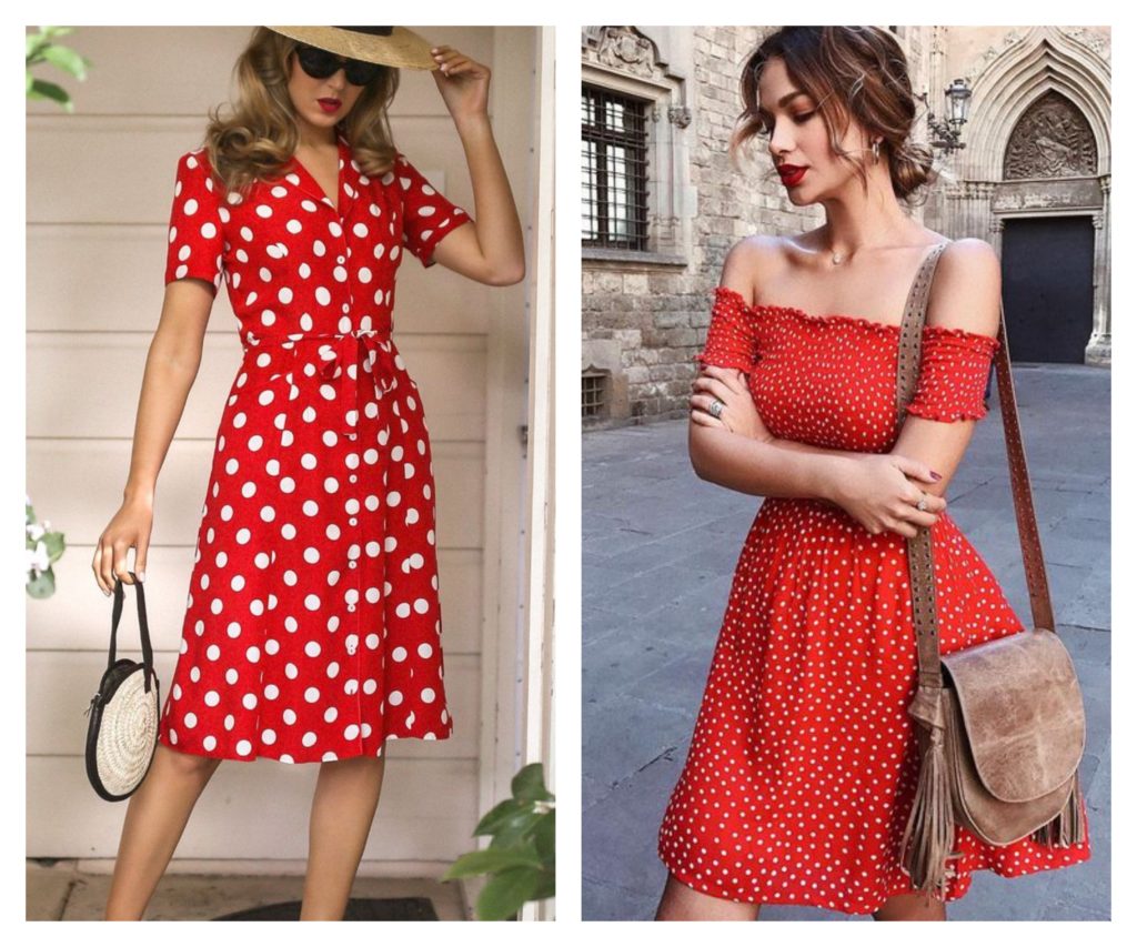 Красные платья в горошек – женственные и модные варианты