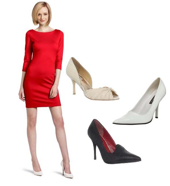 Красное платье с какими туфлями