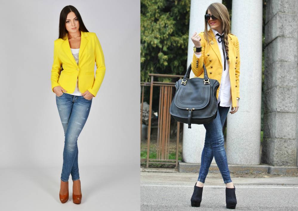 С чем носить женский пиджак жёлтого цвета 2