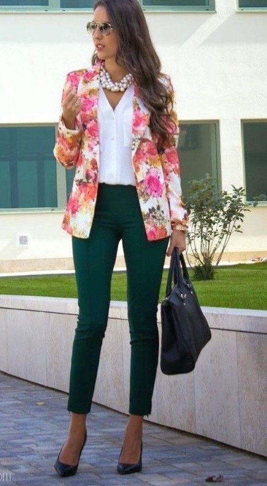 цветочный пиджак с брюками