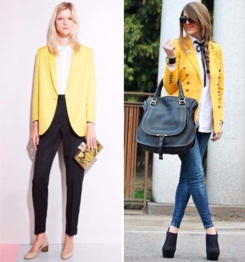С чем носить жёлтый женский пиджак в повседневной жизни