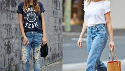 Как носить футболку с джинсами