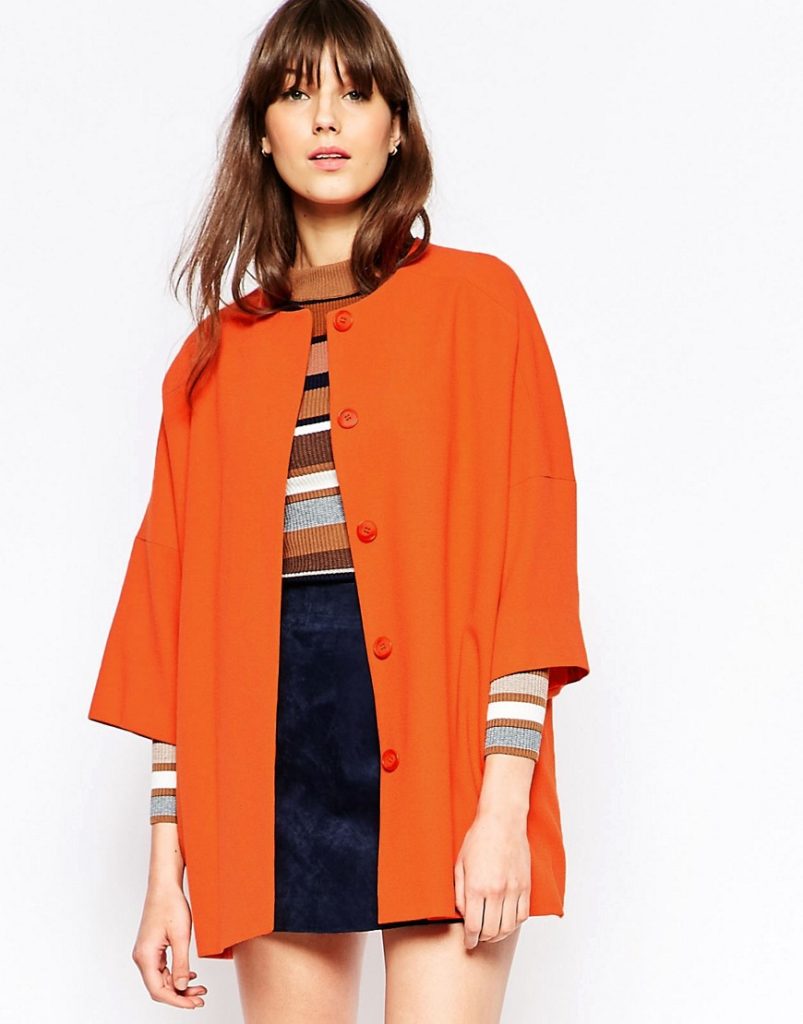 С чем носить женское пальто оранжевого цвета?