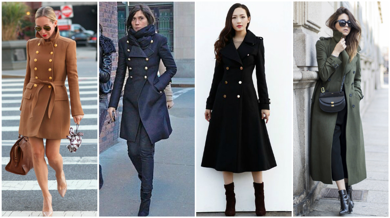 С чем носить женское двубортное пальто?